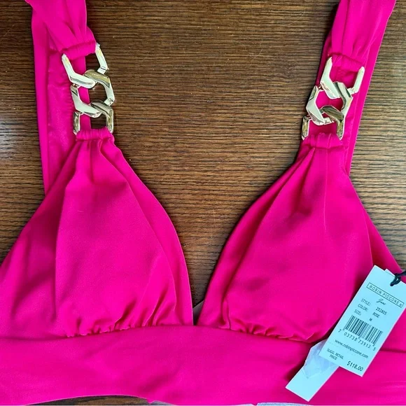 NWT ❤️ Robin Piccone Fuchsia Bikini with Gold Accents. MSRP $216 - Picture 6 of 12